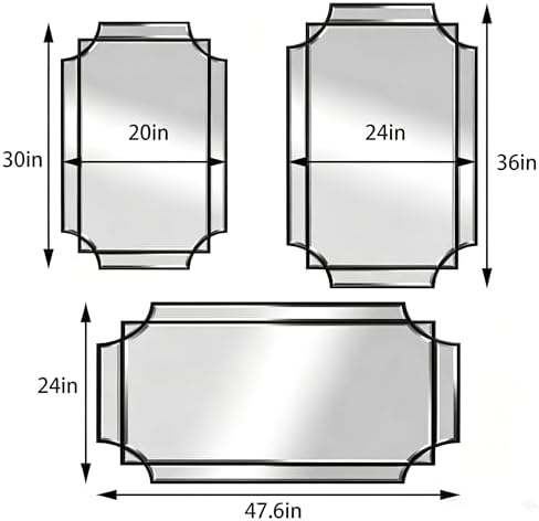 47"x24" Large Geometric Rectangle Beveled Mirror - Image 4