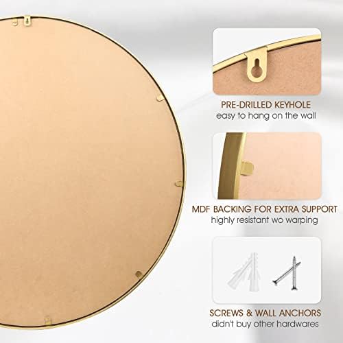 Round Bathroom Wall Mirror, Wall Mounted Large Circle Makeup Mirror - Image 7