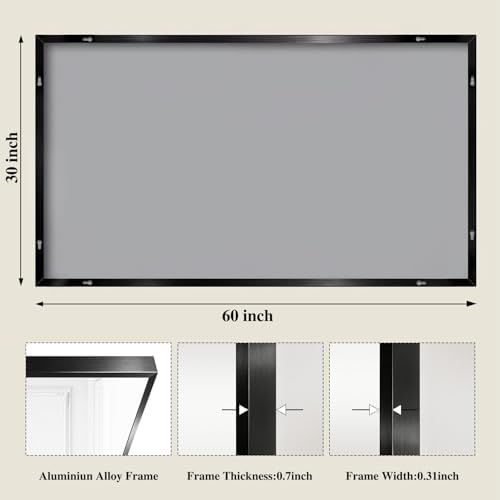 Koonmi Black Mirrors for Wall, 30x60 Inch Bathroom Mirror, Rectangular Wall - Image 2