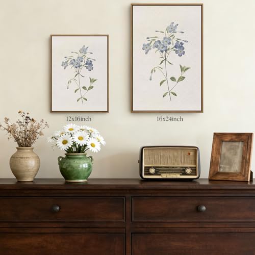 JOWOROLO Framed Floral Botanical Wall Art Blue Flowers Canvas Painting Prints - Image 7