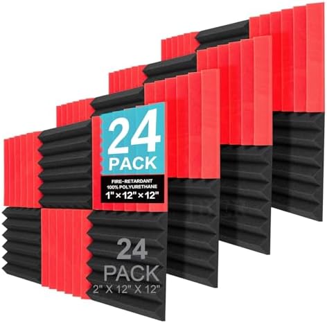 JBER 24 Pack Acoustic Panels, Studio Foam Wedges Soundproof Wall Panels by JBER