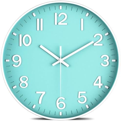 Modern Wall Clock Silent Non-Ticking – Coral Green Analog Wall Clock Battery by lanktoo