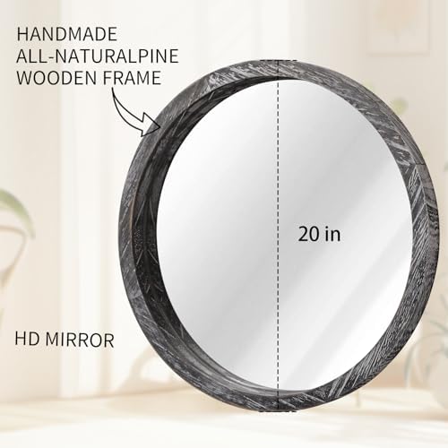 JJUUYOU Round Wall Mirror Large Circular Wall Mounted Mirror - Image 2