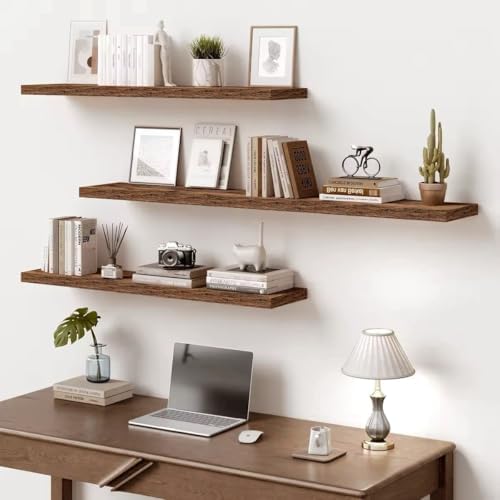 Vivelove 10 Inch Deep Floating Shelves 30x10” Set of 2, Rustic Brown - Image 7