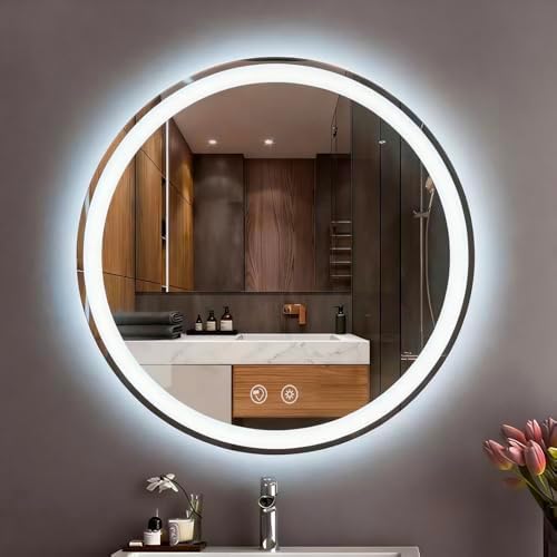 LTFUUAI 20" Round LED Bathroom Mirror by Unknown