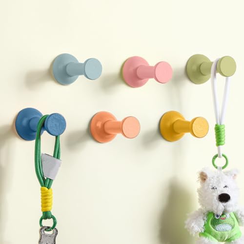 6 Pack Morandi Wooden Wall Hook, Adhesive Decorative Hanging Rack by Otoolling