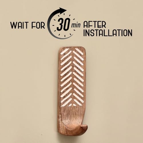 Indian Shelf 6 Pieces Wooden Adhesive Wall Hooks - Image 6