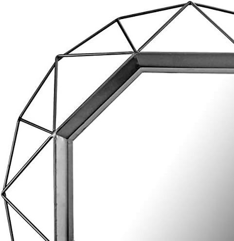 Stonebriar Decorative Black 28.3" Geometric Metal Wire Frame Hanging Wall Mirror - Image 4