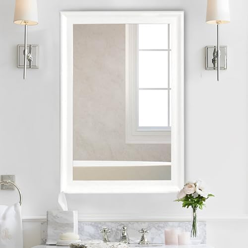 Tanmicoshomy White Framed Bathroom Mirror 20x30 Inch - Image 5