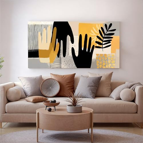 I@U Abstract Boho Wall Art Prints Minimalist Black Yellow Wall Art Decor Modern - Image 3
