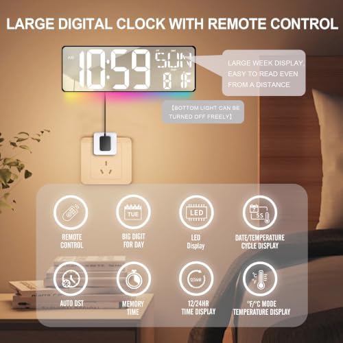 TXL 17.2-Inch Large Mirror Digital Wall Clock - Image 5