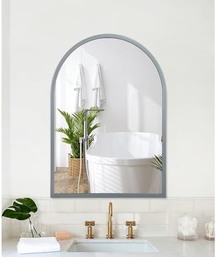 Arched Wall-Mounted Mirror Aluminum Alloy Frame Bathroom Wall Mirror - Image 2