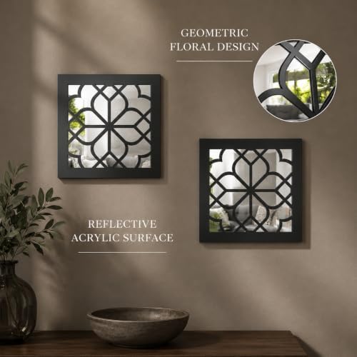 Set of 2 Boho Square Wall Mirrors - Image 3