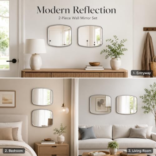 2 Pack Rounded Square Wall Mirror, Aesthetic Curved Edge Vanity Mirror - Image 7
