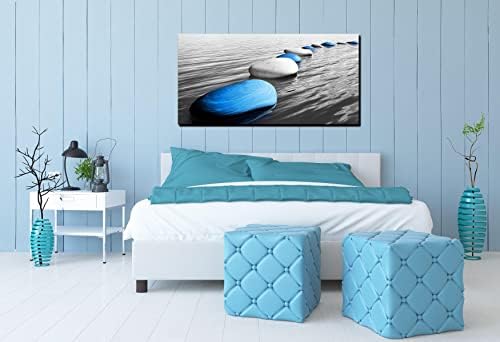 Xxliren Blue Zen Stone Canvas Print Wall Art 30x60 Inch - Image 3