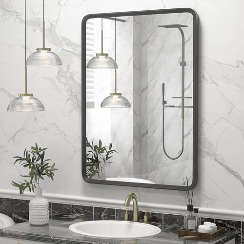 22x30 Inch Black Matte Framed Mirror by GOLOMO