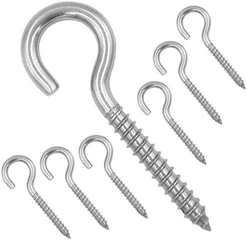 3.2 Inches 304 Stainless Steel Screw Eyes 6 Pack, Heavy Duty Screw in Hooks by ZUSFUL