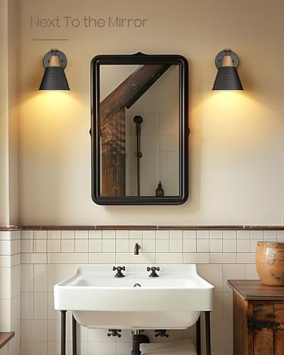 FEMILA Wall Sconces Set of 2, 1-Light Matte Black Bathroom Light Fixtures - Image 4