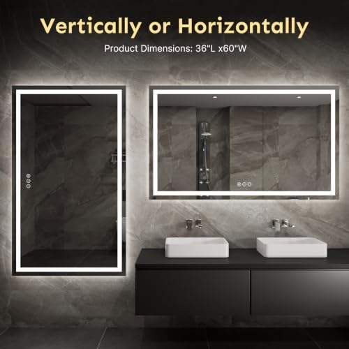 Kosmonia 36x60 Inch LED Bathroom Mirror - Image 6