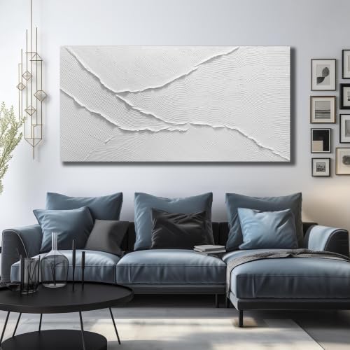 HUBOSKN Large Painting Art For Living Room White Abstract Wall Decor For Office - Image 2