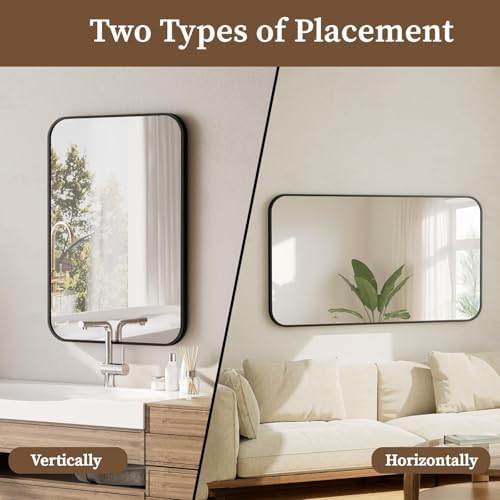 BEAUTYPEAK 16" x 24" Rectangular Wall Mounted Bathroom Mirror - Image 5
