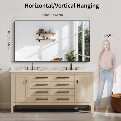 YIROMAN Bathroom Mirror 66"x36", Rectangular Vanity Mirror - Image 2