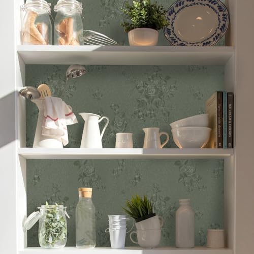 Green Flower Peel and Stick Wallpaper Solid Pure Paper 18in x 118in - Image 5