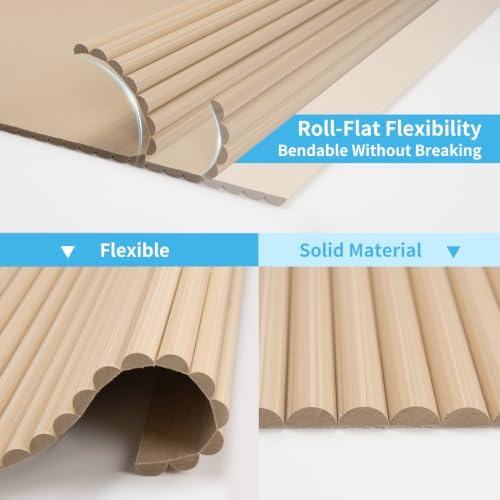Art3d Roll-Flat Beaded Wood Slat Wall Panel, 94.5" x 23.6" - Image 6