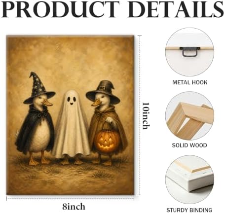 Halloween Geese as Witch and Ghost Canvas Wall Art, Witchy Print Wall Decor - Image 2