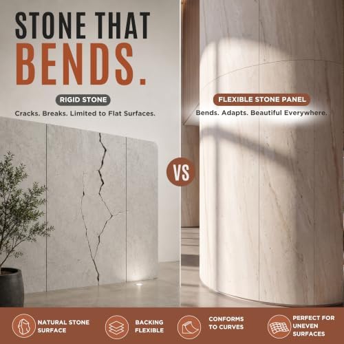 Sand Stone Brushed Flexible Clay Stone 4'x8' Wall Panel, 64 Sqft - Image 5