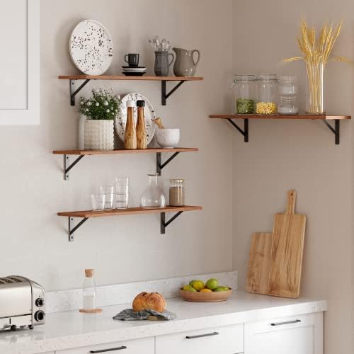DINZI LVJ Long Wall Shelves, 31.5Inch Wooden Wall Mounted Shelves - Image 2