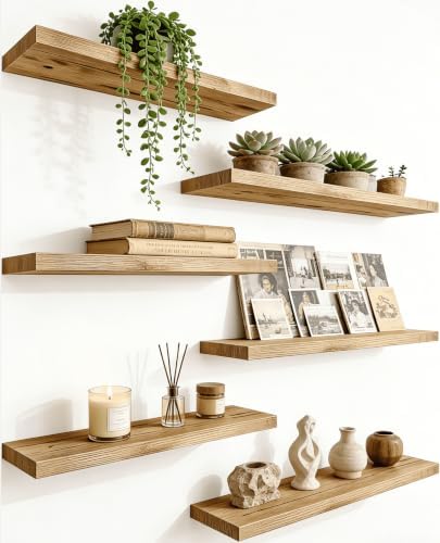 Light Wood Floating Shelves for Wall Shelf 17 Inch Set of 6 by Unknown