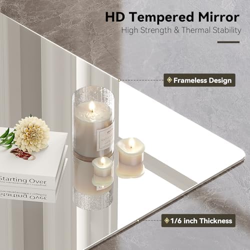Brightify Frameless Mirror, 55x36 Inch Bathroom Mirrors - Image 4
