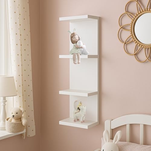 4 Tier Wall Shelf Unit, Vertical Column Floating Storage Home Decor Organizer - Image 7