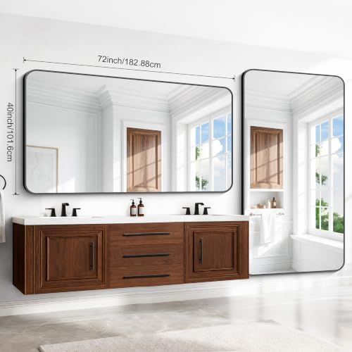 BONEWEI 72x40 inch Large Bathroom Mirror, Wall Mounted Bathroom Frame Vanity - Image 7