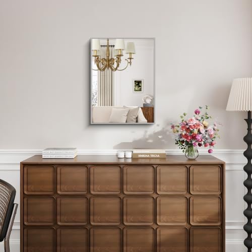 KOCUUY Silver Framed Mirror, HD Tempered Glass, Anti-Rust Frame, Modern Design - Image 4