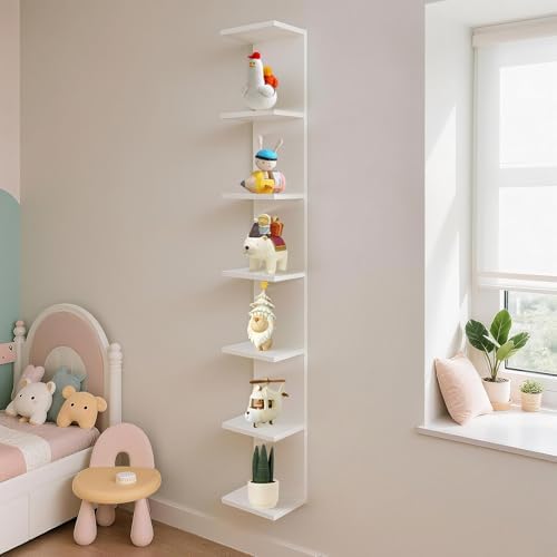 7 Tier Wall Shelf Unit, Vertical Column Floating Storage Home Decor Organizer - Image 7