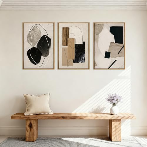 BINCUE Abstract Modern Wall Art Decor Framed Neutral Painting Prints Artwork - Image 3