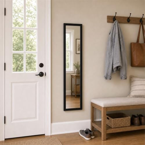13.5"x49.5" Black Framed Wall & Door Mount Full Length Mirror - Image 5