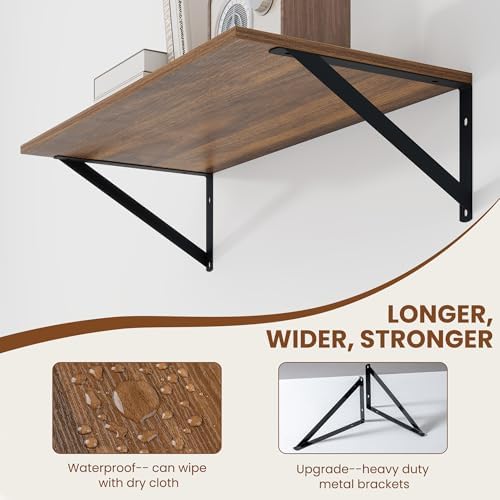 Heimlove 24W x 12D Deep Floating Shelves Set of 2 Walnut - Image 4