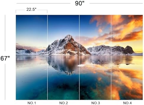 Stunning Snowy Mountain Lake Sun Reflection Wallpaper Peel Stick - Image 5