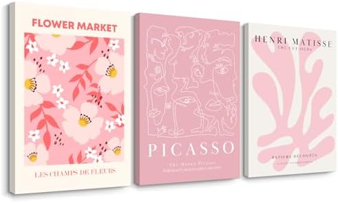 Matisse Abstract Wall Art Decor Pink Flower Canvas Pictures Picasso Aesthetic by Youillne