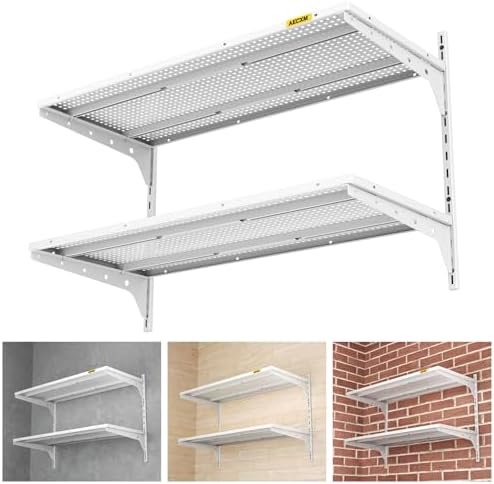 Aecxm 1pack×2 Tier 1.3x3ft Garage Shelving Wall Mounted, 250lbs Load Capacity by AECXM