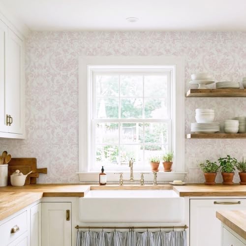 Ismoon Peel and Stick Wallpaper Pink Contact Paper 17.3in x 32.8ft Vintage - Image 5