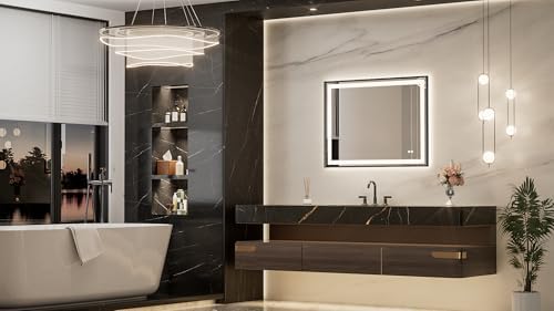 Keonjinn 40x30 Inch Black LED Bathroom Mirror - Image 2