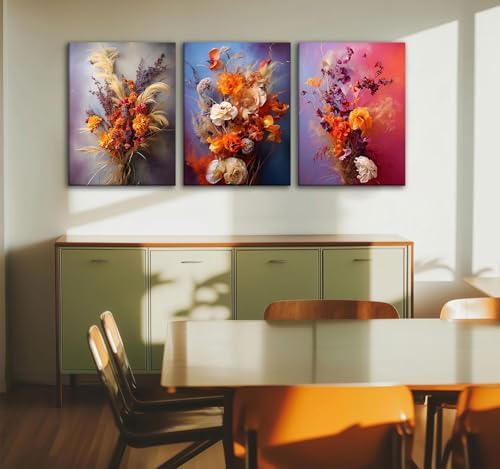 CHTEXA Boho Dried Flower Canvas Wall Art, 3 Piece Gallery Wrapped - Image 5