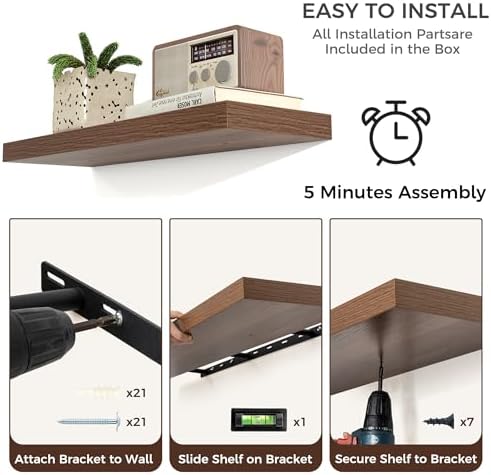 48" Wide x 9" Deep Floating Shelves - Image 4