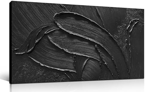 3D Hand Painted Abstract Canvas Wall Art Black Art Wall Decor by MDHKVPMCanvasWallArt