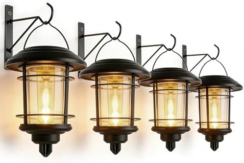 Dynaming 4 Pack Solar Lanterns Outdoor, Hanging Lantern Solar Garden Lights by Dynaming