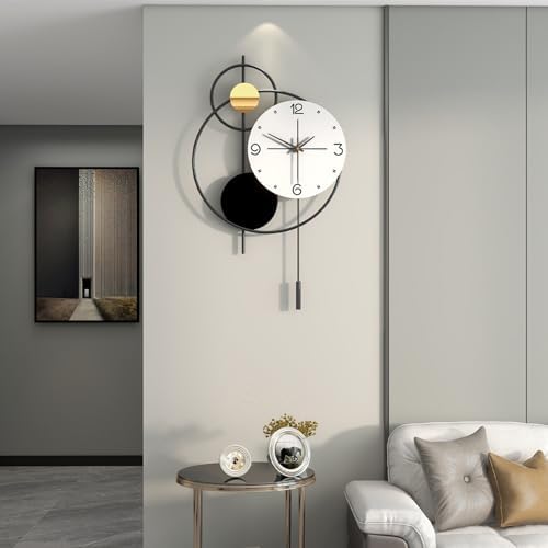 Large Modern Wall Clock for Living Room Decor 24 Inch Big Decorative Black by CreativeClock